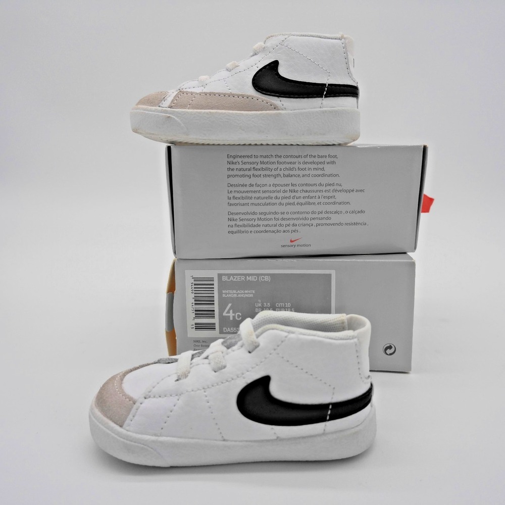 Nike Blazer Mid (CB) sneakers Size 4c White Black DA5536 100 Pre-Owned